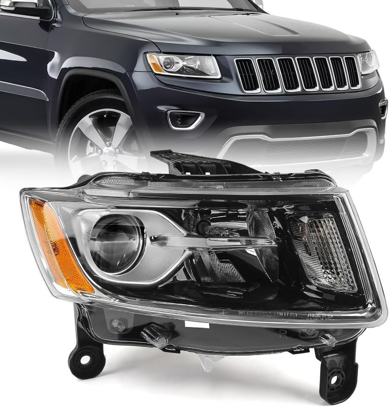 Photo 1 of Halogen Headlight Assembly Compatible with Jeep Grand Cherokee 2014 2015 2016 Replacement Headlamp Right Passenger Side RH