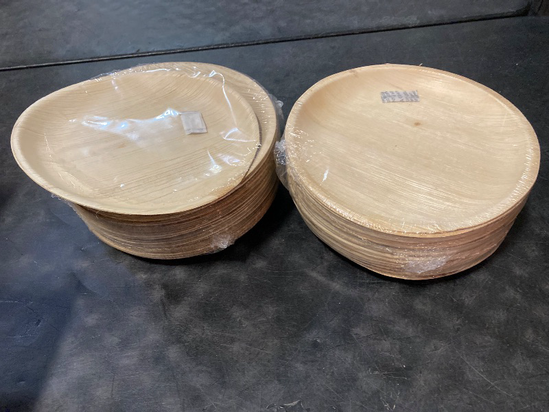 Photo 1 of ECO SOUL Palm Leaf Disposable Bamboo Plates 10" Round Compostable & Biodegradable Party Plates for Christmas Dinner, Weddings, Parties & Events 50 Count