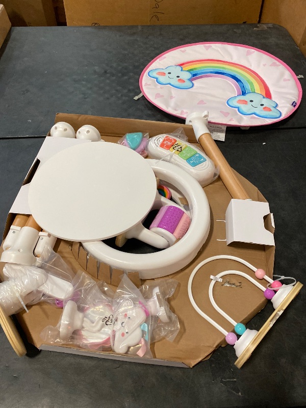 Photo 1 of 4-in-1 Baby Activity Center | Montessori-Inspired Design | 8 Interactive Toys | Tummy Time, Exersaucer & Toddler Table | Shower Gift | Essential | Must Have for 3, 6, 12 Month Old (Rainbow)