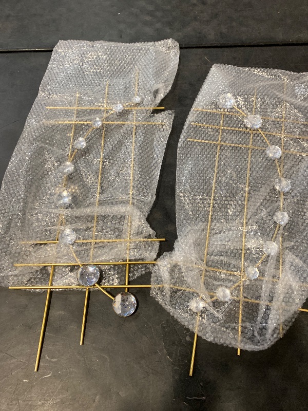 Photo 1 of 2 Set Bling Metal Wall Art Jeweled crystal Hang wall Decor Rhinestone Diamond Iron Abstract Wall Sculpture Gold