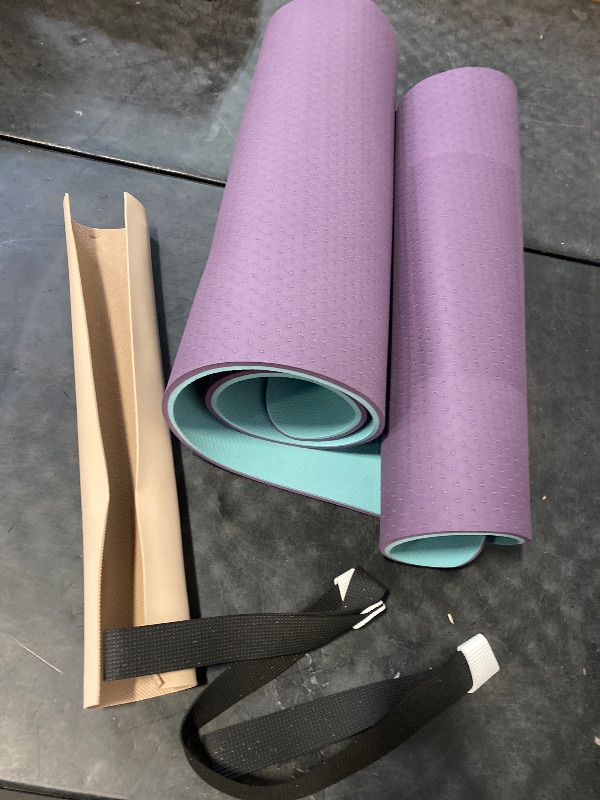 Photo 1 of Extra Thick Exercise Yoga Mat with Strap - 2/5 Inch (10MM), Non-Slip Workout Mat for Yoga, Pilates, and Floor Exercises