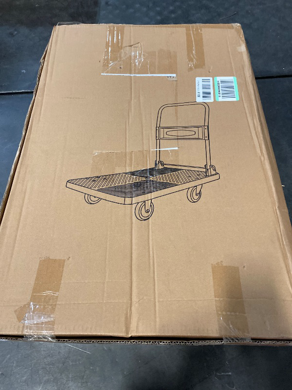 Photo 1 of Foldable Push Cart Dolly | 660 lbs.Capacity Moving Platform Hand Truck | Foldable for Easy Storage | 4'' PU 360 Degree Swivel Silent Wheel-Black