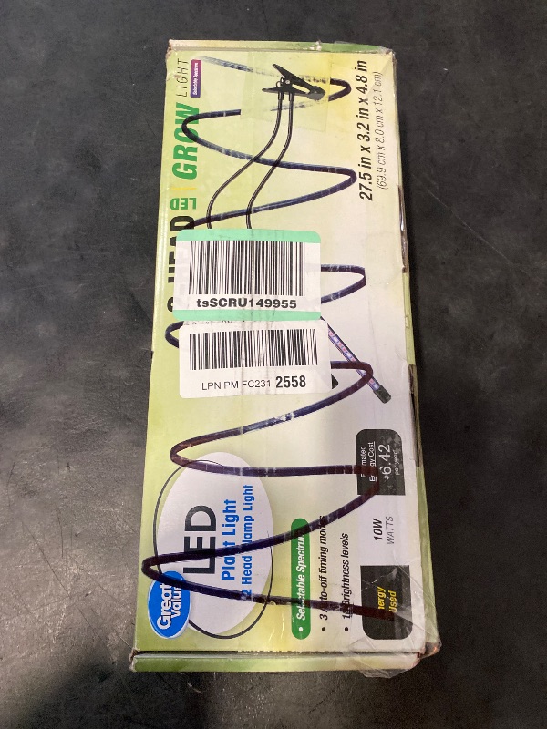 Photo 1 of Great Value 2-Head Flexible LED Clamp Grow Light, 10W Selectable Spectrum, 4.75"