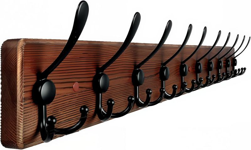 Photo 1 of Large Coat Rack Wall Mount 38.6'' Rustic Wood Coat Rack Hook Long Coat Hooks Wall Mount Farmhouse Wall Hooks for Hanging Coat, Bags, Towels