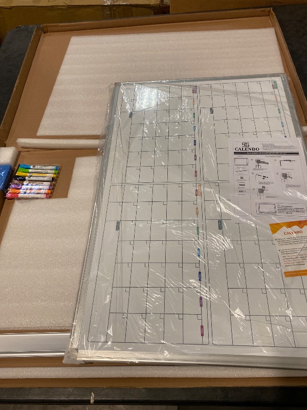 Photo 1 of Calendar Whiteboard for Wall 36" x 24", 4 Month Magnetic Calendar Dry Erase Board, Planning Board Bulletin Board Portable Board for Office, School, Home Organization