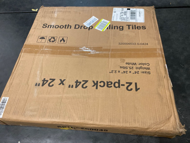 Photo 1 of Ceiling Tiles,Smooth White, 12-Pack 24 x 24 in, Drop Ceiling Tiles Premium PVC Foam Sheet, Fire-Rated & Good Flexibility & Easy Installation, Ceiling Covering for Home/Office Decoration