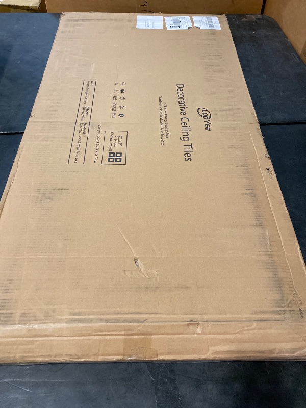 Photo 1 of 24 PCS 2 x 4FT Drop Ceiling Tiles, PVC White Ceiling Panels Waterproof Washable Fire-Rated Reusable Prevent Breakage Ideal for Living Room Bedroom Office Commercial Spaces Cover 192 Sq.Ft