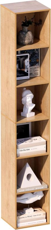 Photo 1 of Cube Shelf,6 Cube Storage Organizer, 6 Tier Cube Low Bookcase Freestanding Storage Display Organizer, Six-Cubes Open Shelf Bookshelf for Home Office (Oak, 6-Cube)