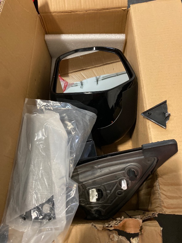 Photo 1 of Driver Left Side Door Mirror Power Heated with BLIS Glass Turn Signal Light and Menory Power Folding Textured Black Paintable Back Cover for Toyota Tundra Sequoia 2022-2025