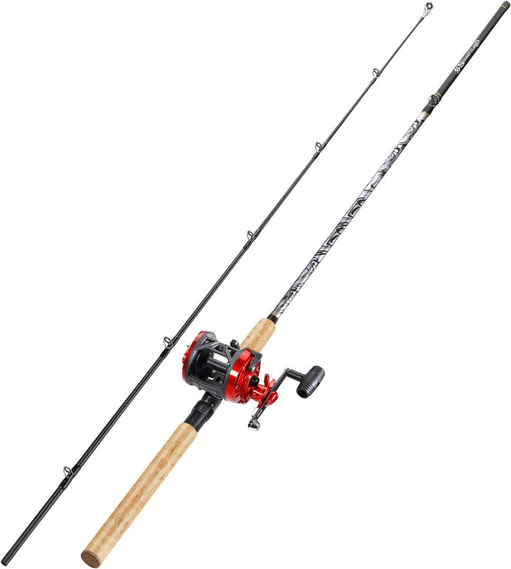 Photo 1 of Fiberglass Fishing Rod Combo with Conventional Reel, Durable P-Cork Rod Handle, Medium Heavy for Catfish Salmon and Steelhead