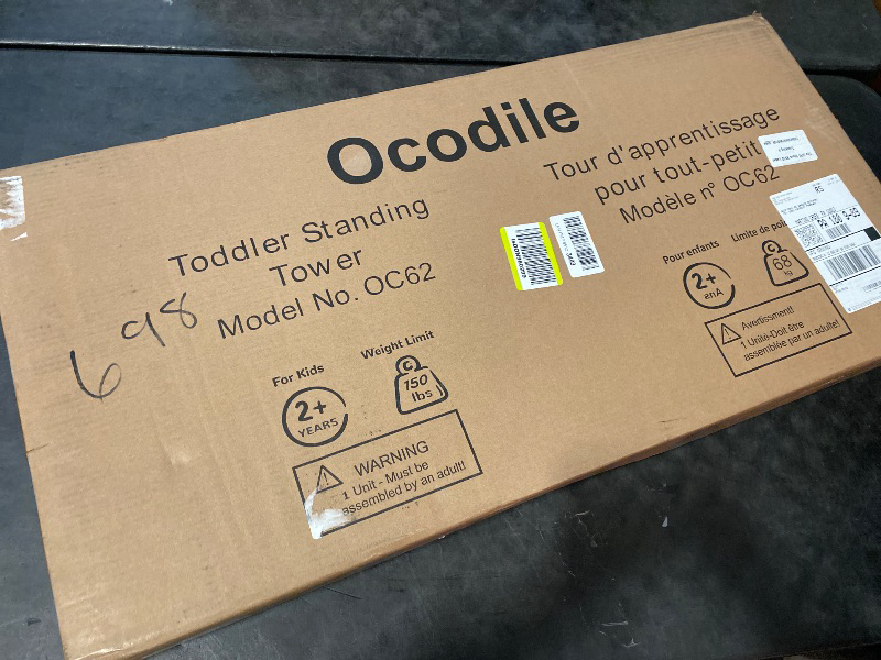 Photo 1 of OCODILE Toddler Tower with a Sliding Door and 3 Adjustable Heights - Complete Toddler Kitchen Stool Helper with Support Feet - Safe Design for 18+ Months to 6-Year-Old Kids - Blue