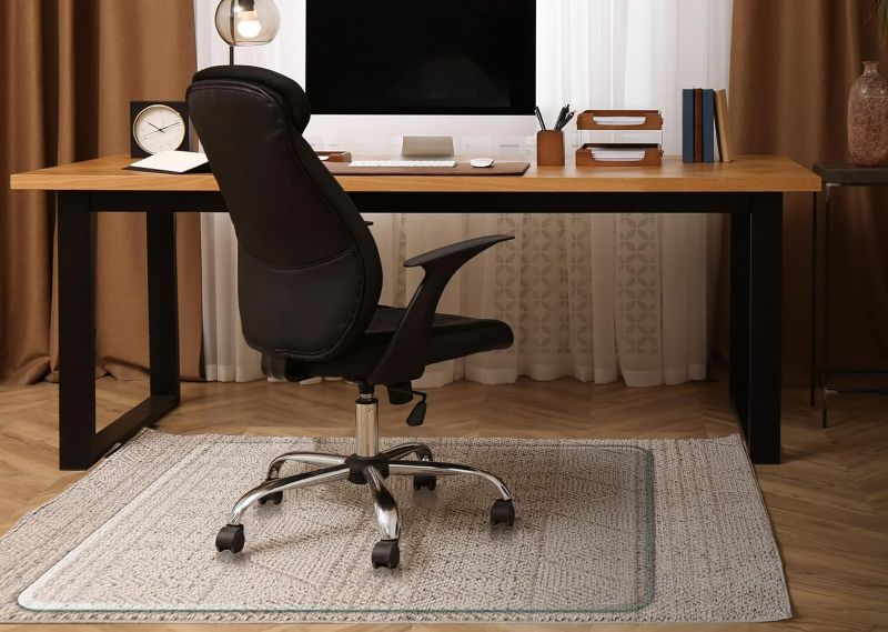Photo 1 of 55" x 45" Chair Mat for a Smooth Glide and Easy Roll On/Off by Clearly Innovative, Ultimate Office Chair Mat for Carpet or Hardwood Floor