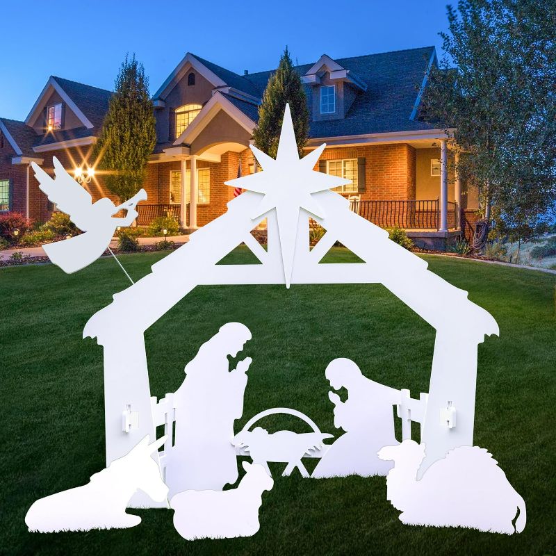 Photo 1 of 3.8FT Large Outdoor Nativity Scene, Weatherproof Nativity Sets, Christmas Indoor Outdoor Decorations, Nativity Sets Decor Display for Front Yard Sign, Lawns, Church - Water-Resistant PVC