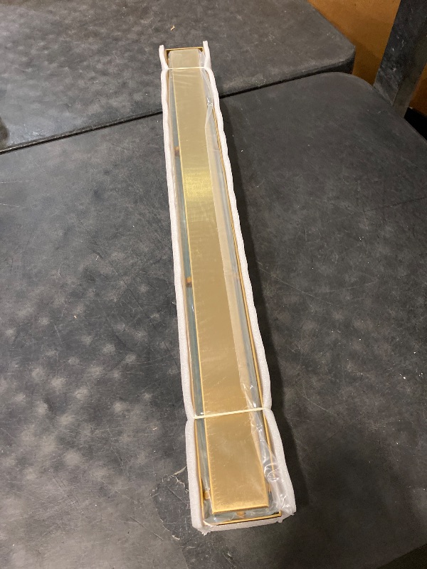 Photo 1 of Linear Shower Drain 30", Brushed Gold Floor Drain with Tiled Insert Grate & Hair Strainer, 304 Stainless Steel Bathroom 2-in-1 Tiled in Drain, CUPC Certified (Brushed Gold, 30'')
