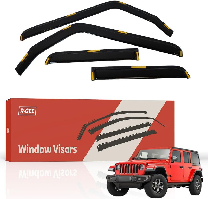 Photo 1 of in-Channel Window Rain Guards Fit for Jeep Wrangler JL/Jeep Gladiator 2018 2019 2020 2021 2022 2023 2024, Window Vent Wind Deflectors Visors Shades Exterior Car Accessories, 4 Pieces