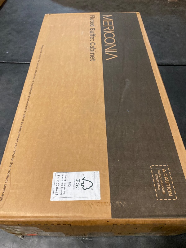 Photo 1 of Farmhouse Buffet Sideboard Cabinet with Storage, Fluted Coffee Bar with Doors and Adjustable Shelves, Modern Wood Console Cabinet for Kitchen, Livingroom (Fluted 2 Door, Walnut)