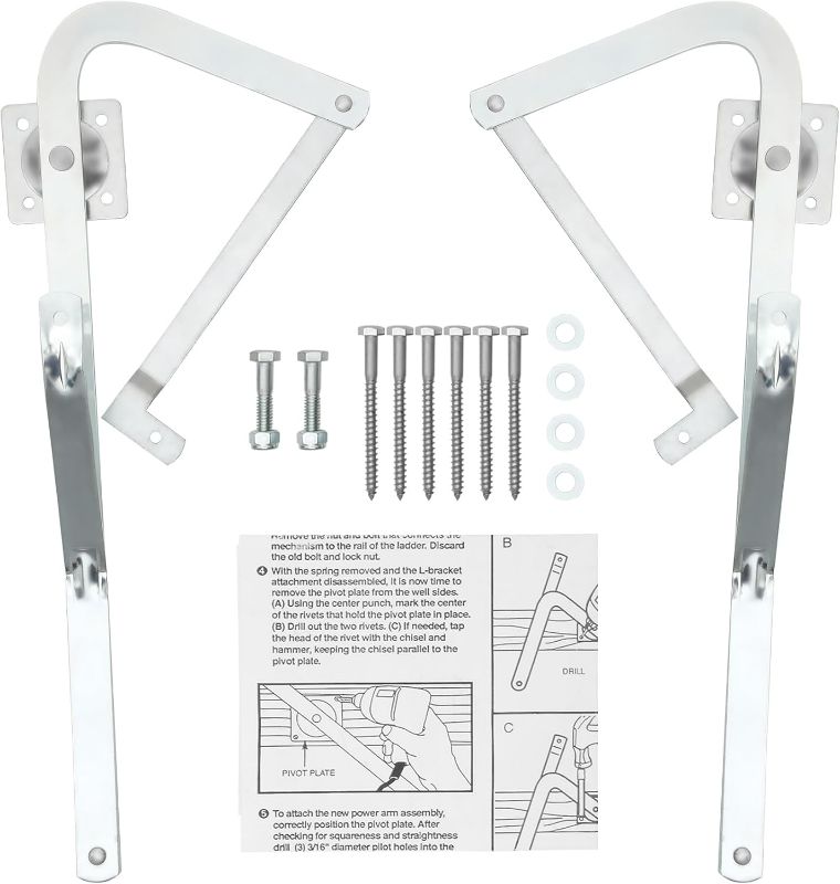 Photo 1 of 55-2 Attic Ladder Hinge Arms,Compatible with Werner Mk5, WU2210, W2208, W2210, Suitable for Werner Attic Ladders Manufactured After 2010, Heavy Duty Thick Galvanized Material