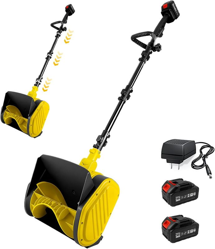 Photo 1 of Cordless Snow Shovel, 12 Inch Electric Snow Shovel with 2×4.0Ah Batteries & Charger, 26FT Throw, Detachable 3-Section Pole & Adjustable Handle, for Driveway, Patio, Deck