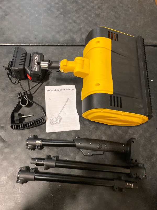 Photo 1 of Cordless Snow Shovel, 12 Inch Electric Snow Shovel with 2×4.0Ah Batteries & Charger, 26FT Throw, Detachable 3-Section Pole & Adjustable Handle, for Driveway, Patio, Deck