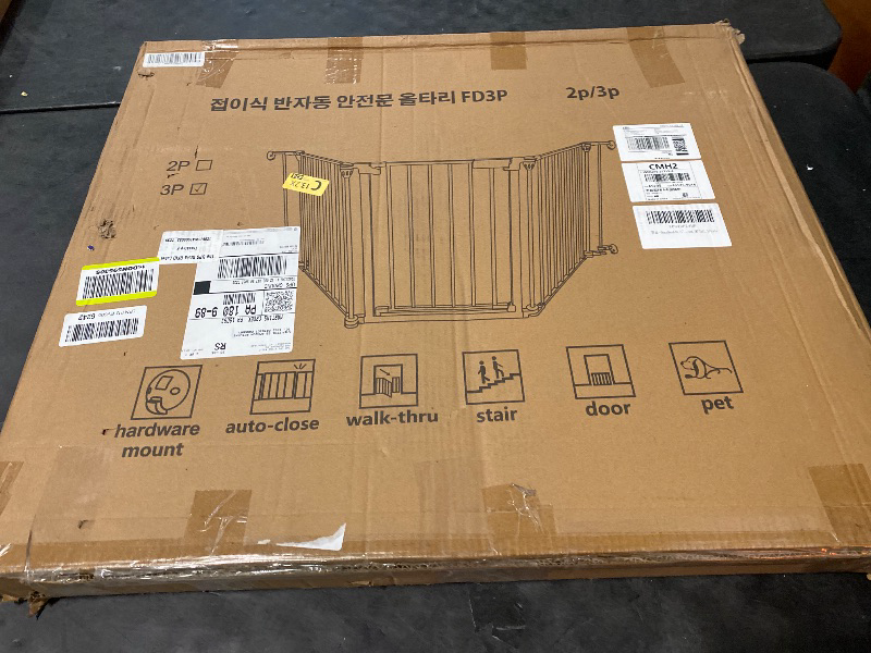 Photo 1 of 81.11" Extra Wide Baby Gate with Cat Door, Auto Close Pet Gates Dog Gate, Hardware Mounted Walk Through Swing Safety Baby Gates for Stairs, Doorways, Kitchen, House, 30" Tall, 3 Panels