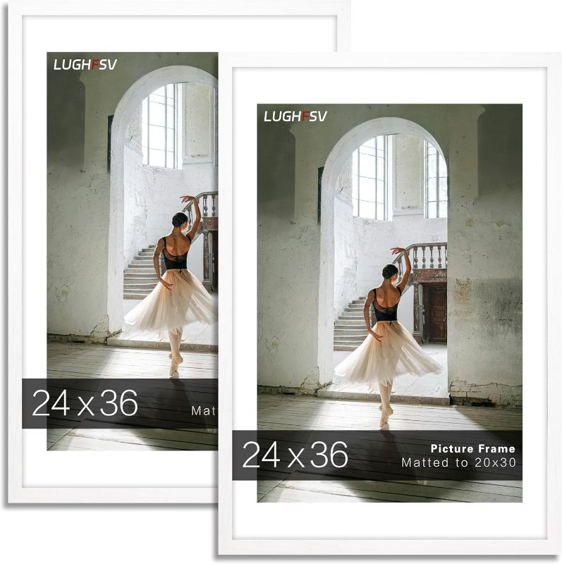 Photo 1 of 24x36 Large Picture Frame for Wall, Vertical or Horizontal Wall Hanging Large Poster Frame for Photo and Posters, Poster Frame 20x30 with Mat 24x36 Without Mat