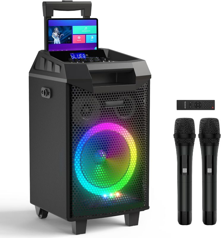 Photo 1 of Karaoke Machine, Bluetooth Speaker PA System for Adults & Kids with 2 Wireless Microphones, 8'' Subwoofer, Wireless Singing Machine for Christmas Party, Wedding, Gathering(VS-0866)