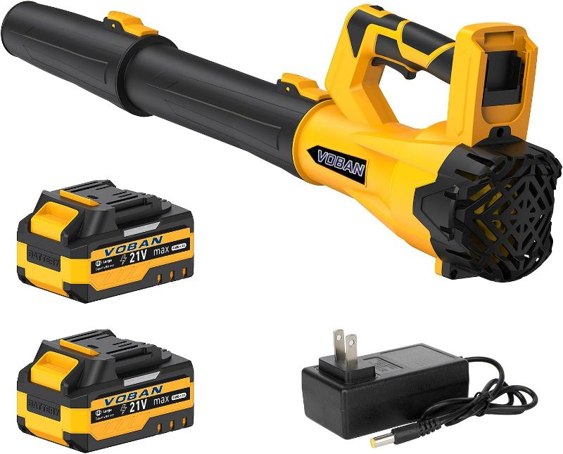 Photo 1 of Cordless Leaf Blower 21 V Electric Blower with 2 Rechargeable 4.0 Ah Batteries and Fast Charger, 160 MPH/ 580 CFM, 6 Variable Speed Modes Lightweight & Handheld Leaf Cleaner Suitable for Lawn Care