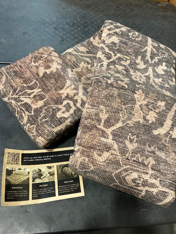 Photo 1 of Brown Area Rug 8' x 10'  Washable Vintage Carpet for Living Room Bedroom Large Soft Retro Low Pile Thin Indoor Rug Non Slip Oriental Medallion Floor Cover for Dining Room Office