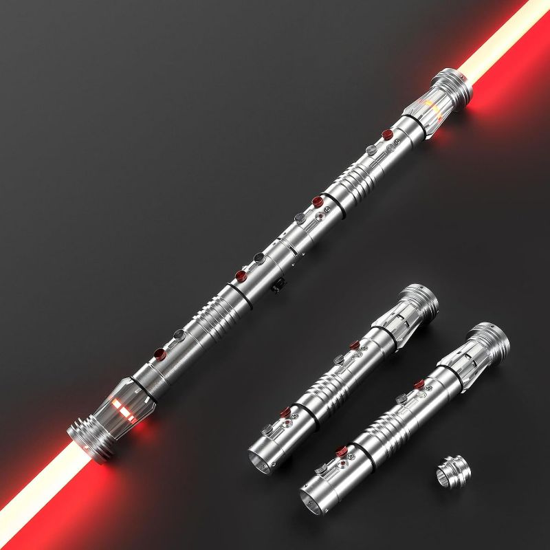 Photo 1 of DAMIENSABER Upgrade RGB3.0 Smooth Swing Light Saber Double Blades,Motion Control Dueling Light Saber 16 Sound Fonts Light Sabers with Infinite Color and 16 Solid Color, Metal Hilt for Adult