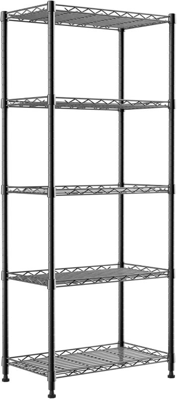 Photo 1 of 5-Wire Shelving Metal Storage Rack Adjustable Shelves,Standing Storage Shelf Units for Laundry Bathroom Kitchen Pantry Closet(Black,11.8" D x 21.2" W x 53.5" H)