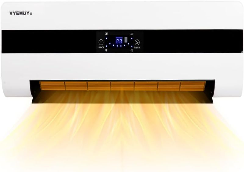 Photo 1 of Electric Wall Heaters Space Heater for Indoor Use 1500W Fast Heating LED Display Adjustable Thermostat Room Heater with Remote Control 12H Timer Heater for Bedroom Office