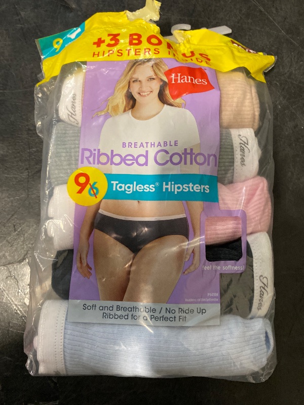 Photo 1 of 6/M Hanes Women's Ribbed Hipster Underwear, 9-Pack