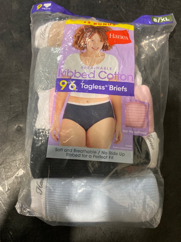 Photo 1 of 8/XL Hanes Women's 9pk Cotton Ribbed Heather Briefs