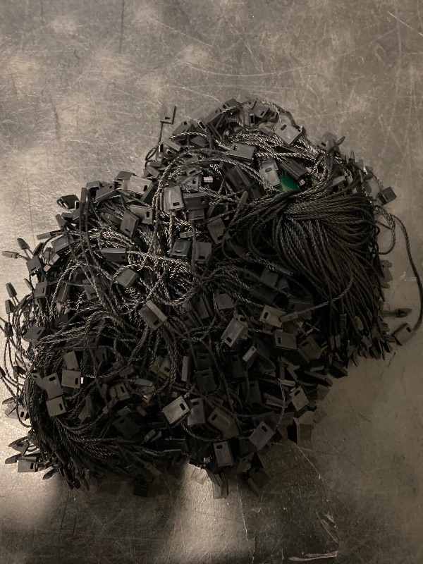 Photo 1 of 7 Inch 1000Pcs Black Nylon Hang Tag String Snap Lock Pin Loop Fastener Hook Ties Tag Strings, Easy and Fast to Attach