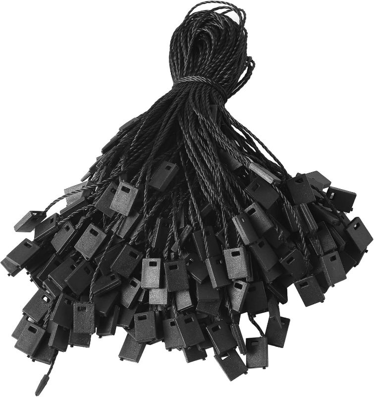 Photo 1 of 7 Inch 1000Pcs Black Nylon Hang Tag String Snap Lock Pin Loop Fastener Hook Ties Tag Strings, Easy and Fast to Attach