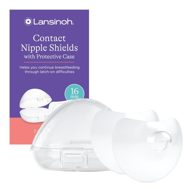 Photo 1 of Contact Nipple Shields for Nursing Mothers, Ultra-Thin Soft & Flexible Medical-Grade Silicone Shields Designed for Sensitive Nipples and Latch-On Support, with Protective Case, 16mm