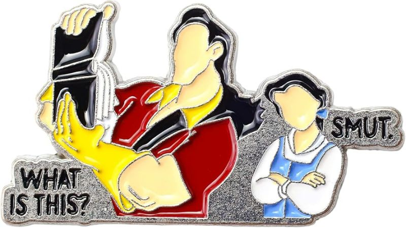 Photo 1 of Funny Smut Reader Enamel Pin, Reading Smutty Book Brooches, Fairy Tale Humor Reader Lapel Badges, Spicy Dark Romance Book Club Badges Brooch, Funny Bookish Smut Humor Decoration Pin Jewelry Accessories