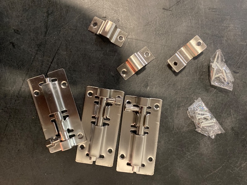 Photo 1 of 3PCS Barrel Bolt Latch, 3 Inch Thickened Door Bolt Lock, Premium Stainless Steel Slide Bolt Latch with 18PCS Screws for Door, Cabinets, Windows