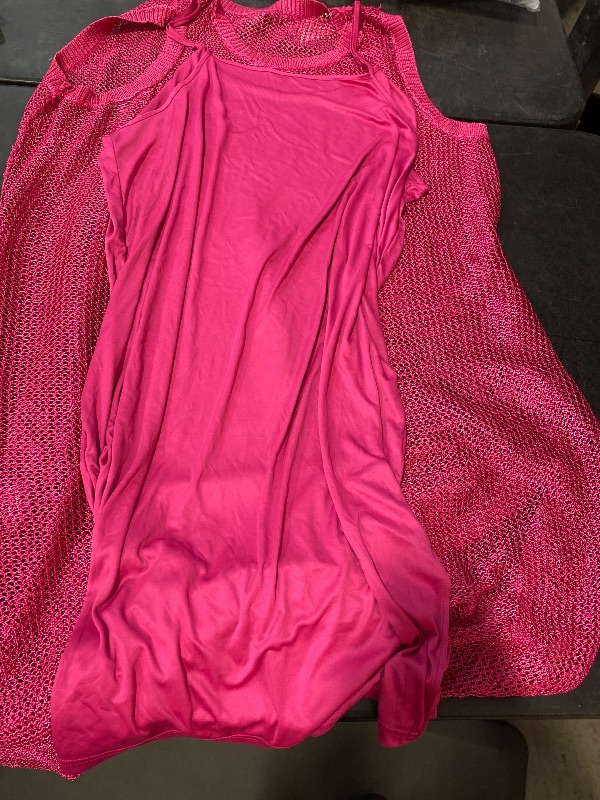 Photo 1 of 3X Women's Openwork Midi Tank Dress Pink