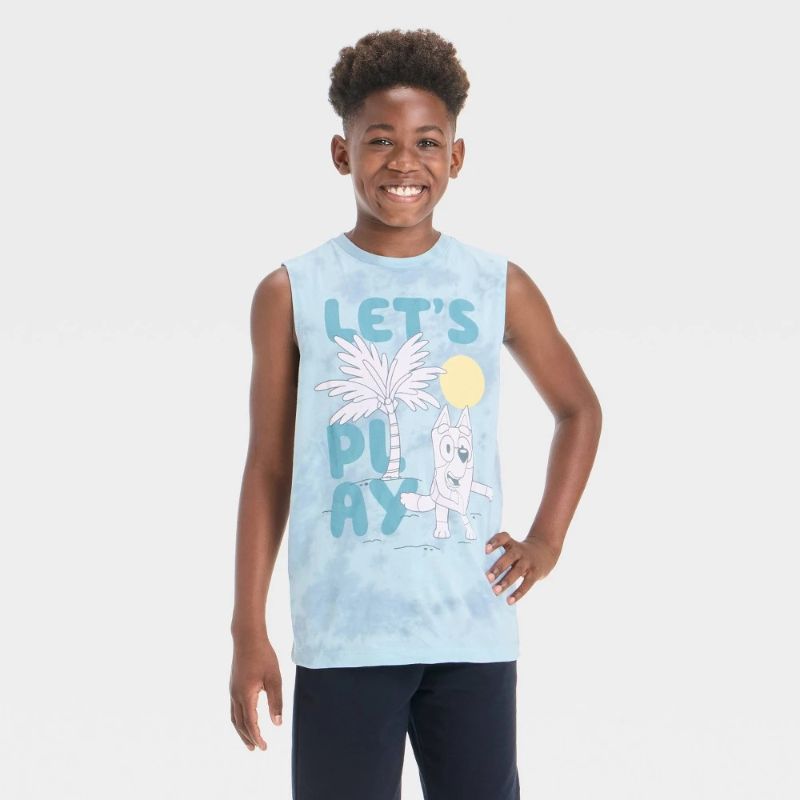 Photo 1 of Size S (6-7)Boys' Bluey Mineral Wash Tank Top - Blue S
