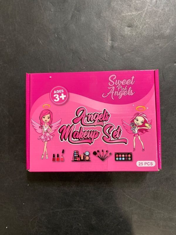View 4 of 25 PCS Girls Makeup kit for Kids with Cosmetic Bag - Real Washable Girls Makeup Non Toxic