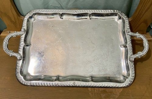 Photo 1 of Vintage Golden Crown Serving Tray Silver plated EP On Steel 