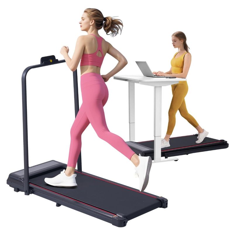 Photo 1 of Honpigeon Under Desk Treadmill, 3.0HP Walking Pad with Handle Bar, Foldable Treadmills for Home Office, Running Machine with LED Display & Remote Control, 15" Widened Running Belt, 300 Lbs Capacity