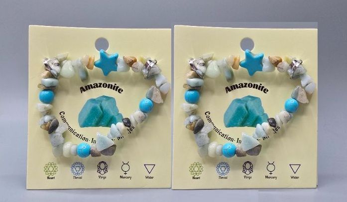 Photo 1 of 2 Pack Amazonite Stone Bracelets 