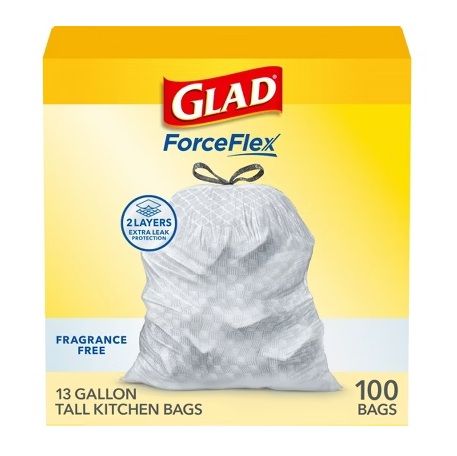 Photo 1 of Glad ForceFlex Drawstring Fragrance Free Trash Bags - 13gal/100ct