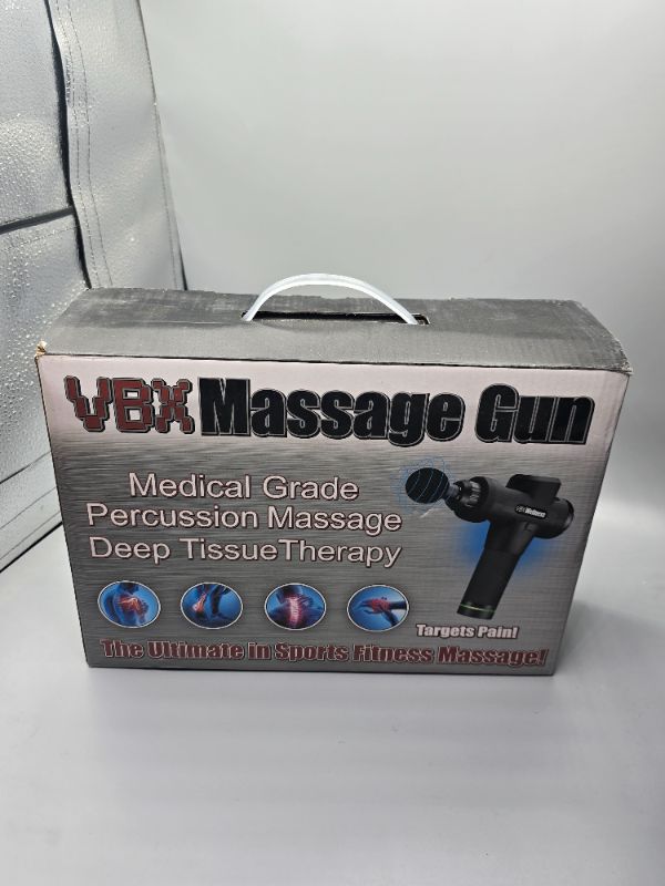 Photo 1 of VBX Medical Grade 8 piece Massage Gun 20-speed settings Up to 3,300 percussions per minute LCD touch screen display/controls.
Up to 6 hours of battery run time