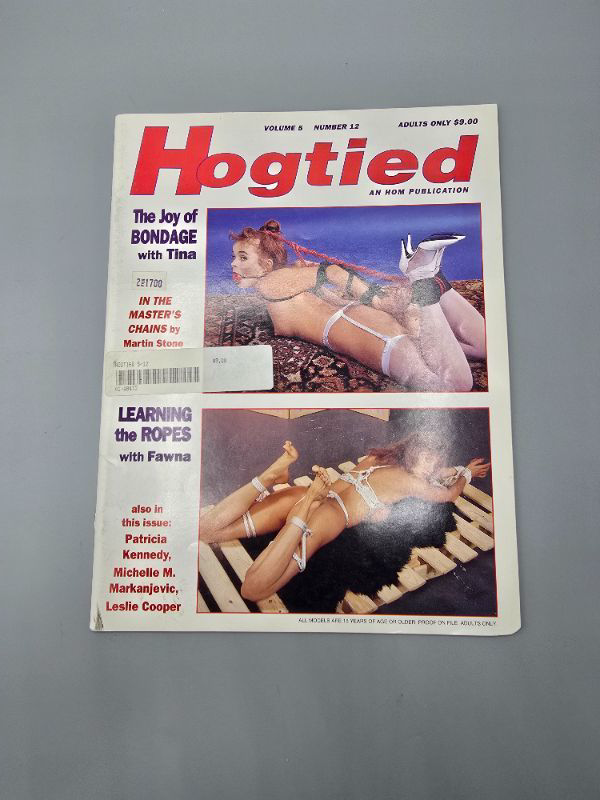 Photo 1 of HOGTIED. Vol. 05, No. 12 | 1993.
Van Nuys: HOM, Inc.[House Of Milan], 1993. Saddle-stapled magazine