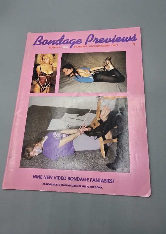 Photo 1 of BONDAGE PREVIEWS. No. 03 | September 1991.
Van Nuys: London Enterprises | Harmony Communications, 1991. Saddle-stapled magazine