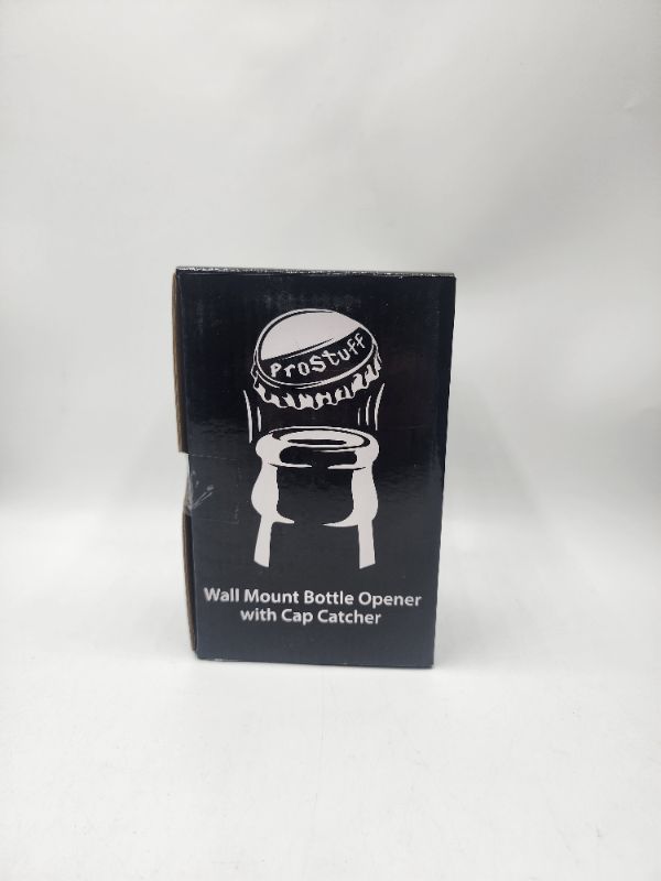 Photo 1 of Black Cast Iron Soda Or Beer Bottle Opener Wall Mounted with Cap Catcher , Durable, No Mess, Drain Holes, Cap Catcher is Stainless Steel - Opener is Cast Iron