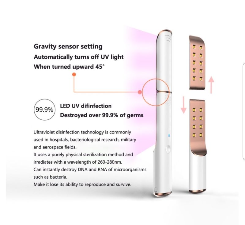 Photo 1 of MC-UV001 UV Rechargeable Portable Sterilization UV Sterilizer Lamp Wand Can Be Used as Short Type 8pcs LED & Long Type 18pcs LED Sterilize Anytime Anywhere - Sweep object within 5cm, 10-30 Seconds Destroys 99.99% Germs, Sterilize Angle Upward < 45 Degrees